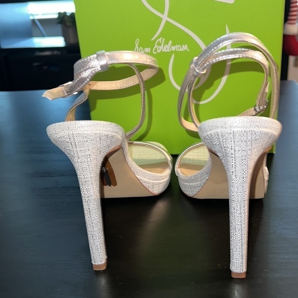 Sam Edelman Jade soft silver leaf ankle strap sandals Sz 10.5 heels new - Picture 10 of 13